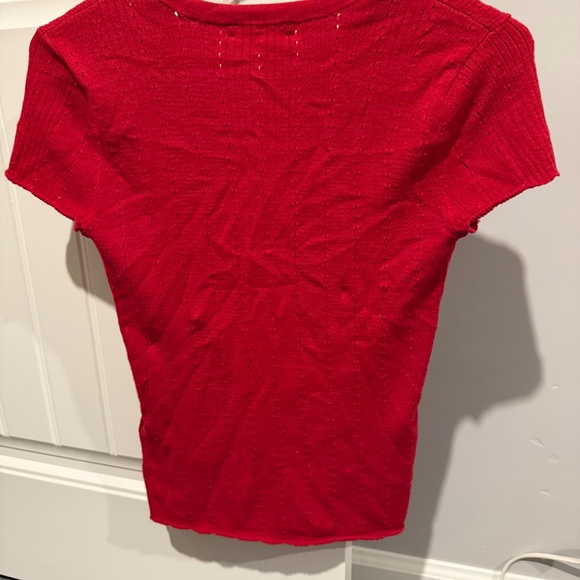 NWT Madewell Cotton-Blend Pointelle Short-Sleeve Cardigan - Picture 3 of 3